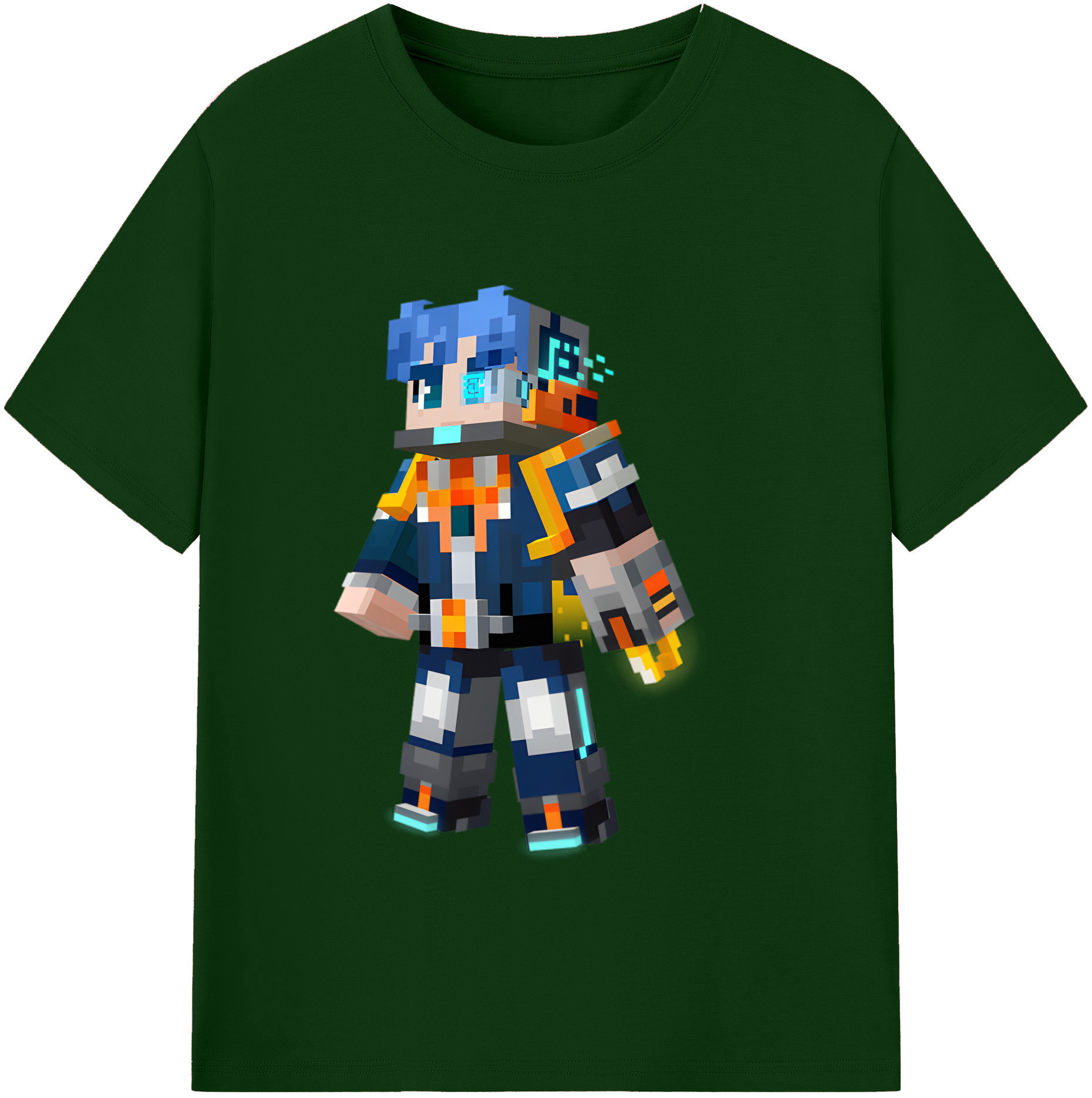 （画像用） マインクラフト ブロックの世界 Minecraft MC Block world 綿100％半袖Tシャツ（フロントプリント）